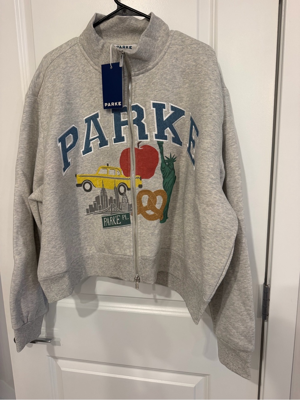 PARKE NYC Exclusive Zip Up New York City Logo Mock Neck Size L/XL - Picture 2 of 8